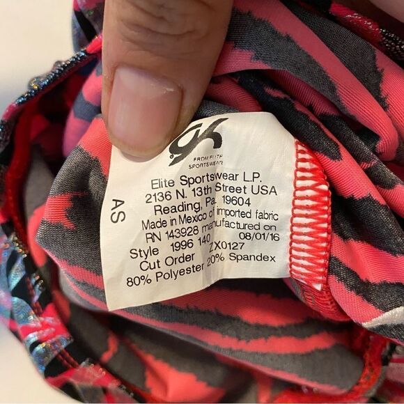 GK elite gymnastics tank practice Leotard Hot pink zebra foil print Adult -AS - Picture 6 of 8